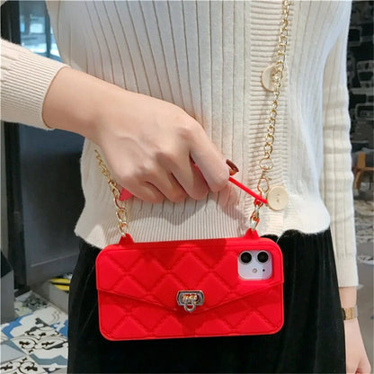 Chain Handbag Card Slot Wallet Case For iPhone